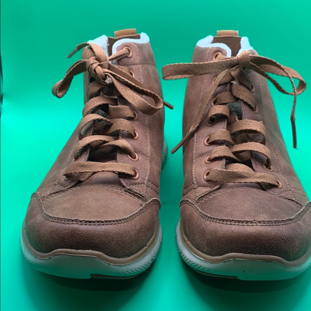 Skechers Brown Lace Up Boots with Soft Suede Finish